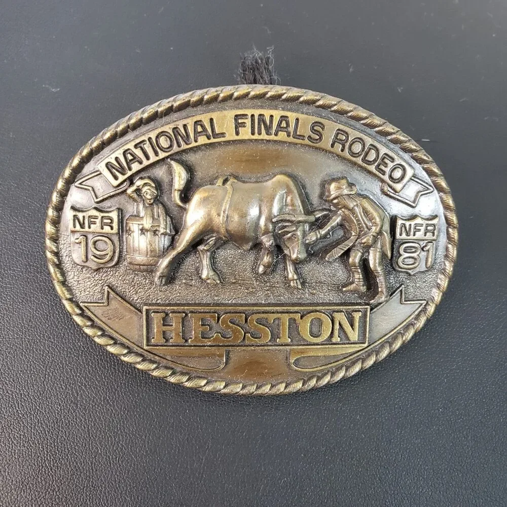 1981 Hesston National Finals Rodeo Brass Belt Buckle Seventh Ed Cowboy Clown